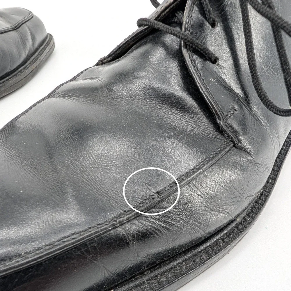 Salvatore Ferragamo Studio Mens Black Leather Oxfords Made in Italy 8.5 D Luxury